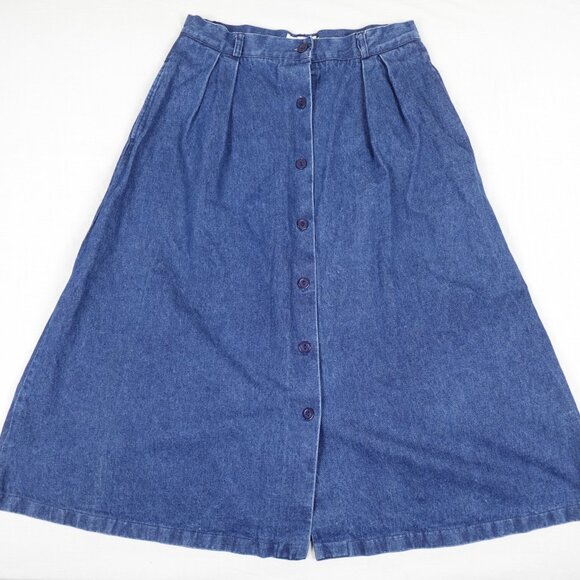Vintage Tabi International Jean Skirt Womens 16 Maxi Pleated 100% Cotton Denim - Picture 7 of 11
